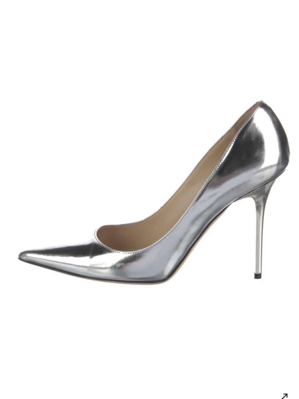 Jimmy Choo Metallic Silver Pointed Toe Stiletto Pumps
